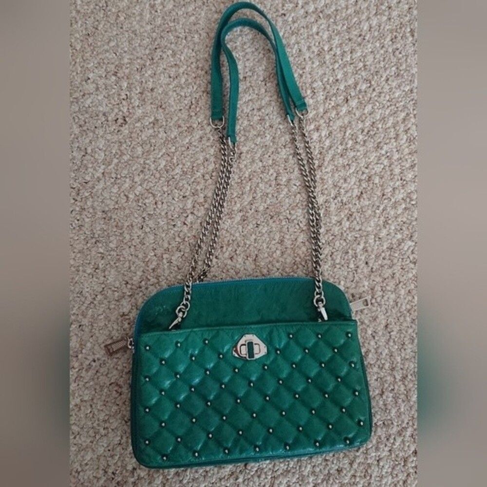 Rebecca Minkoff greenish turquoise Diamond Quilt and Stud Mikey Bag